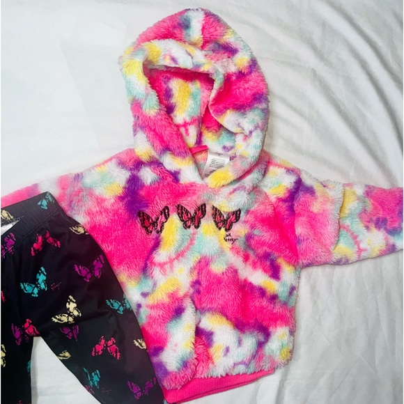 Betsy Johnson Hooded Sweatshirt Leggings 2pc outfit Girls XS Butterfly Rainbow - Picture 4 of 12